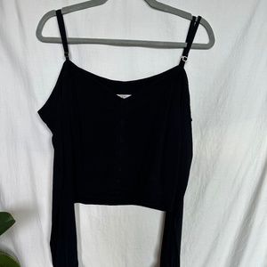 Flynn Sky Cold Shoulder - Black Crop Top - Size Small